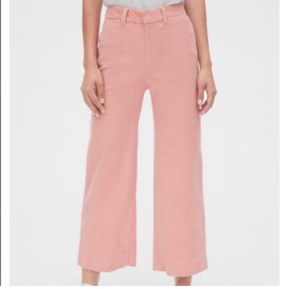GAP Pink Corduroy High Rise Wide Leg Cropped Pants